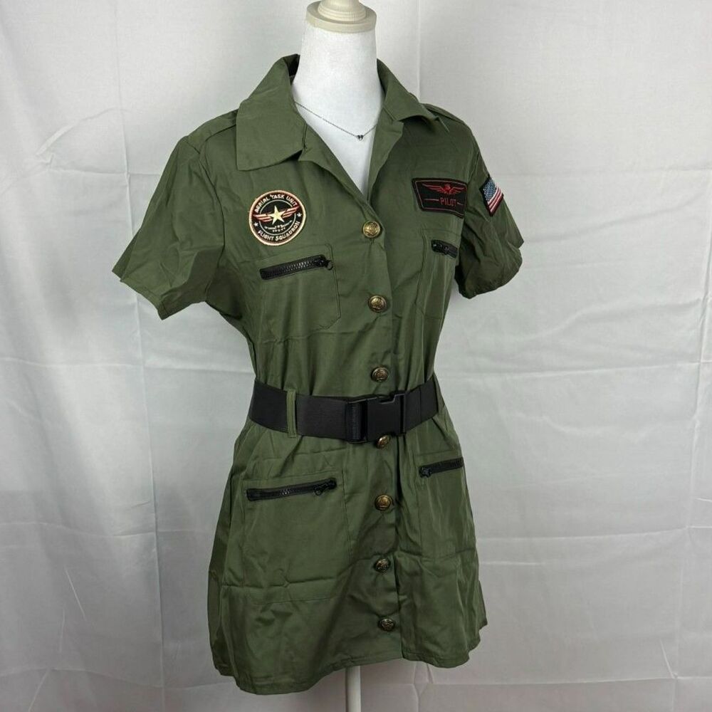 Sexy Military Pilot Costume 4 Piece Set - M - NWT